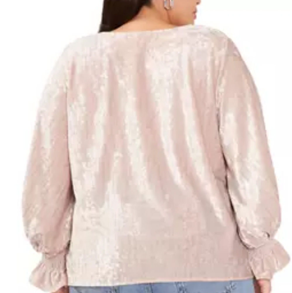 Vince Camuto Tan Crushed Velvet Oversized Top - Picture 2 of 10